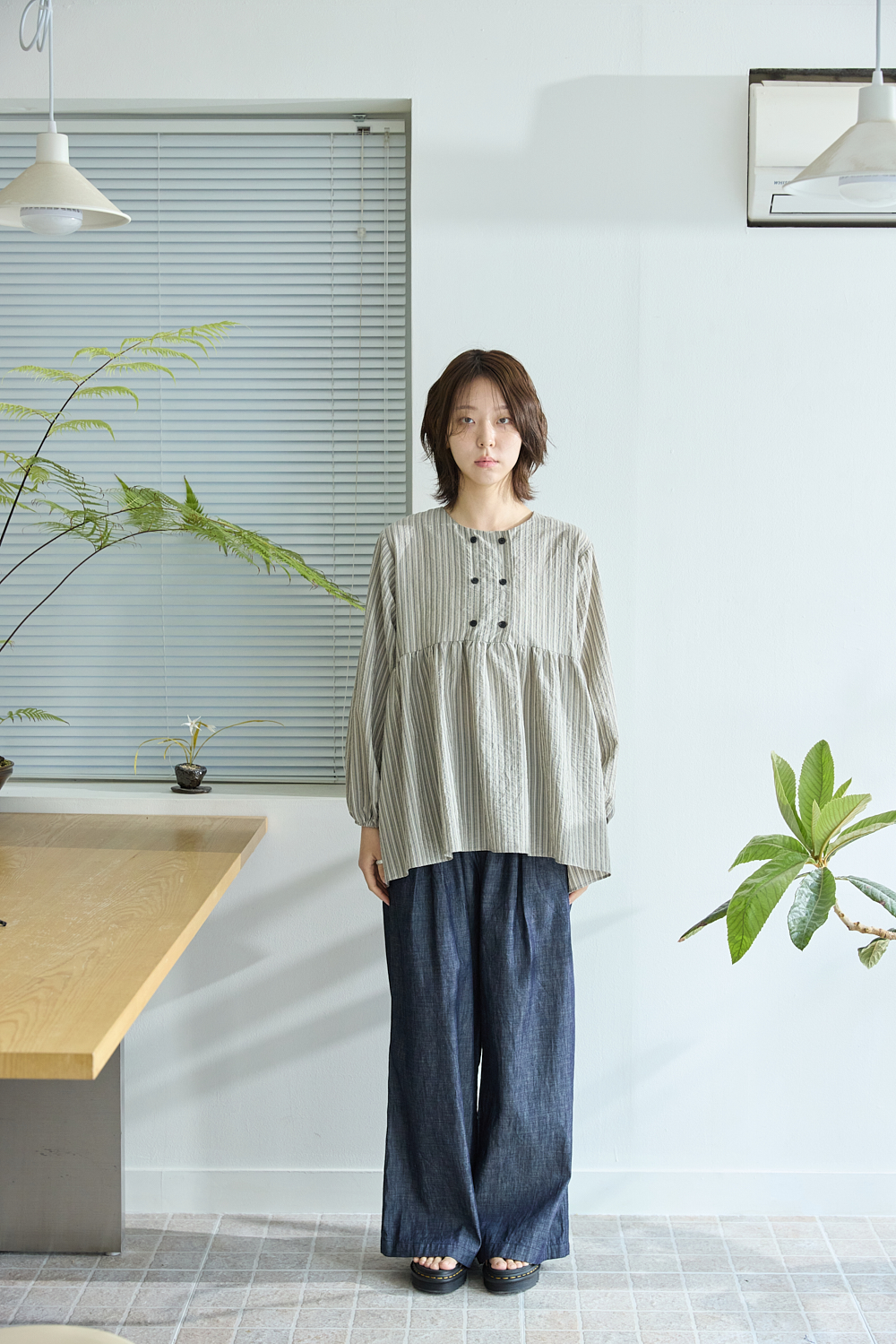 [5th] Stripe shirring blouse / Beige [5.1 출고]