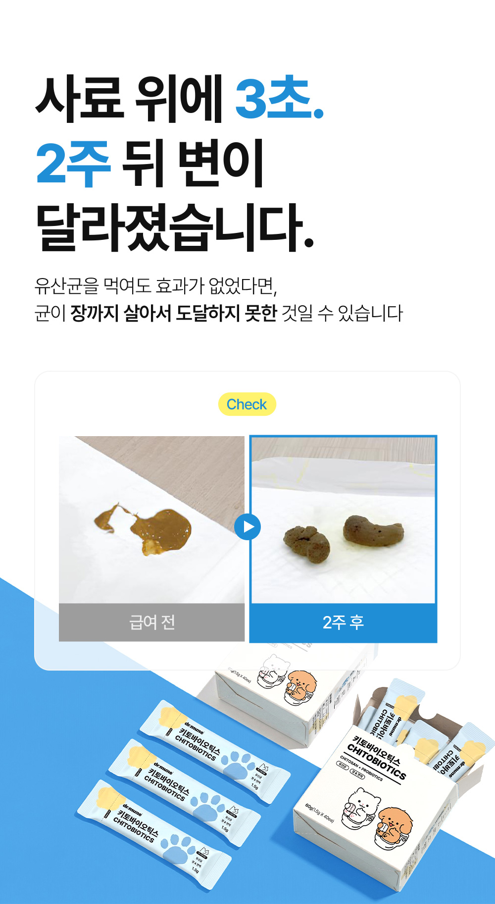 닥터뮨 키토바이오틱스 강아지 고양이 유산균 영양제 장&면역 프로바이오틱스 40p
