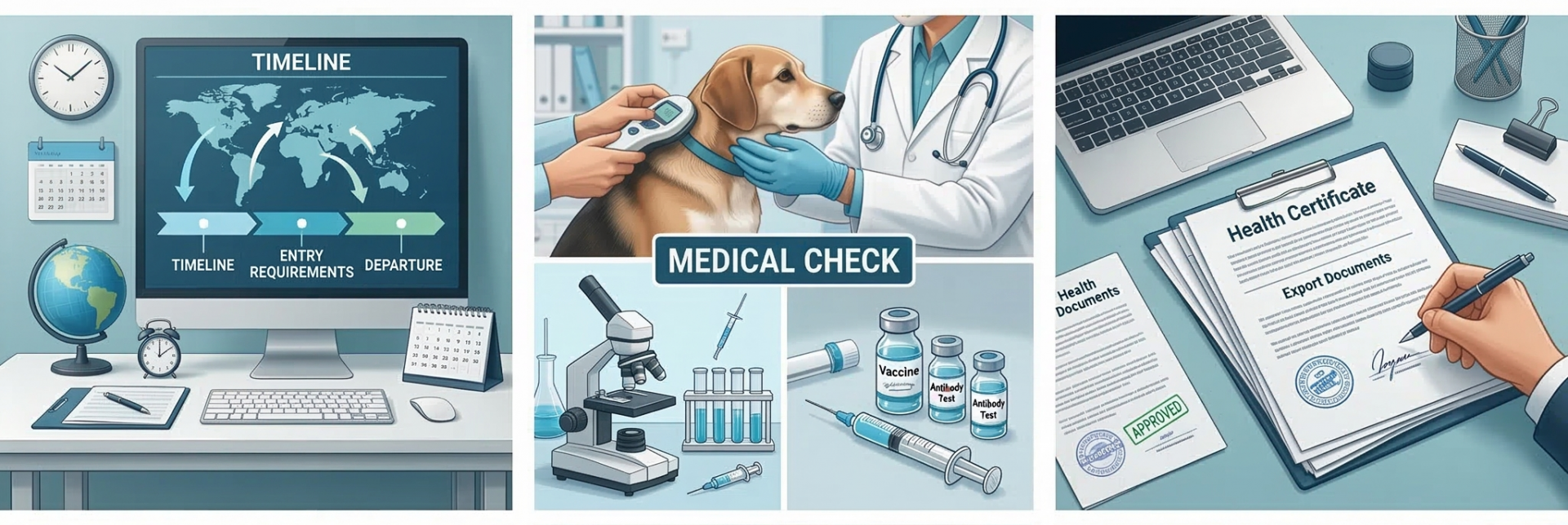 강아지 고양이 해외이송 상담하는 수의사 사진