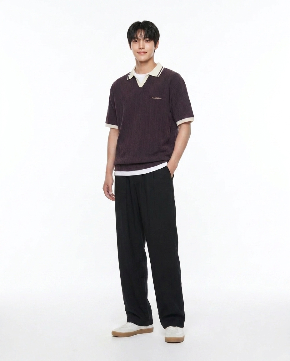 쿨링 세미와이드 팬츠_블랙블랙 [총장 118cm]