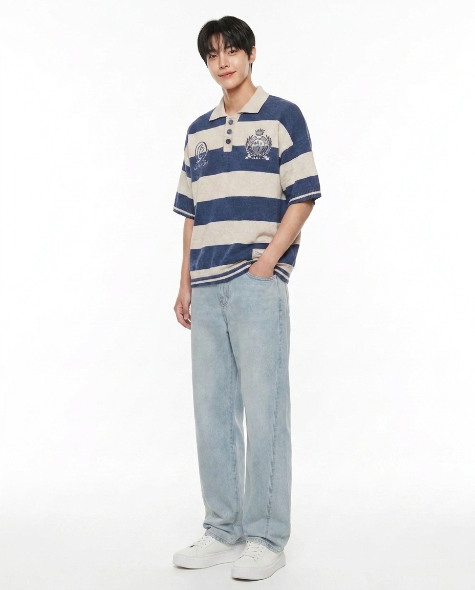 와이드 커브드 아이스워싱 데님 [총장 119cm]
