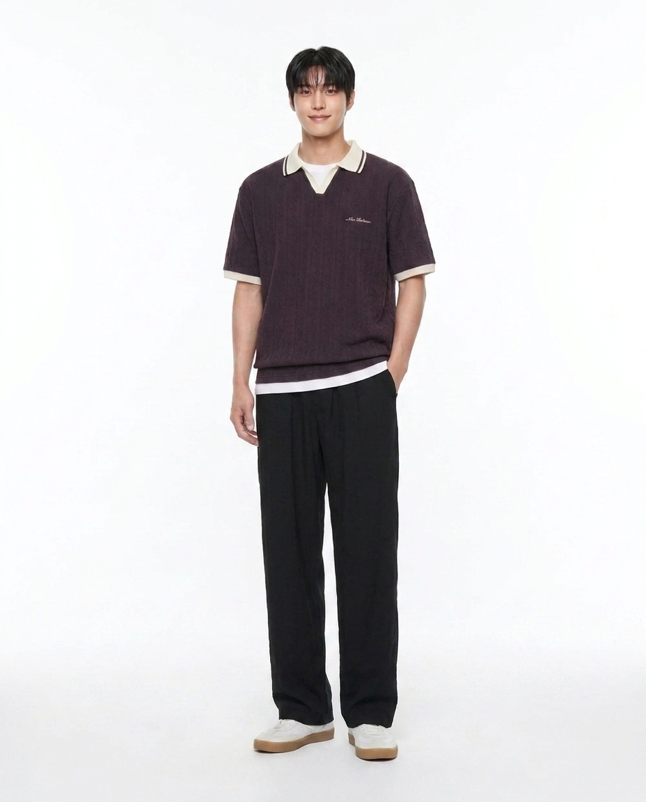 쿨링 세미와이드 팬츠_블랙블랙 [총장 118cm]
