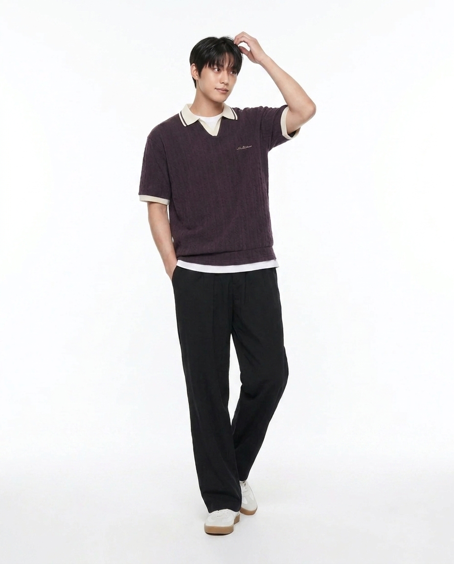 쿨링 세미와이드 팬츠_블랙블랙 [총장 118cm]