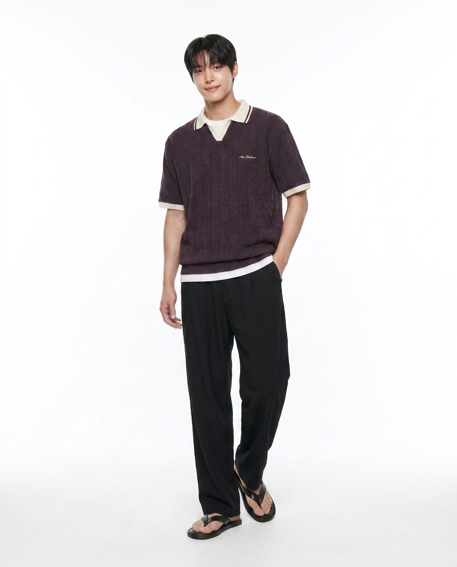 쿨링 세미와이드 팬츠_블랙블랙 [총장 118cm]