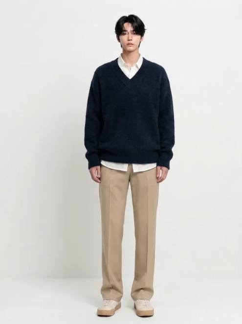 세미 와이드 레귤러핏 벤딩 슬랙스_샌드베이지 [총장 116cm+4cm]