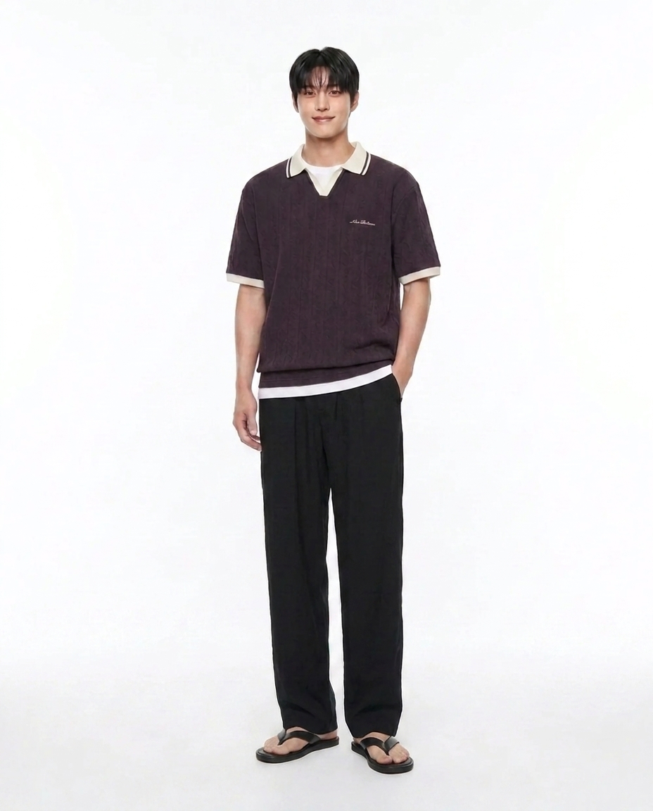 쿨링 세미와이드 팬츠_블랙블랙 [총장 118cm]