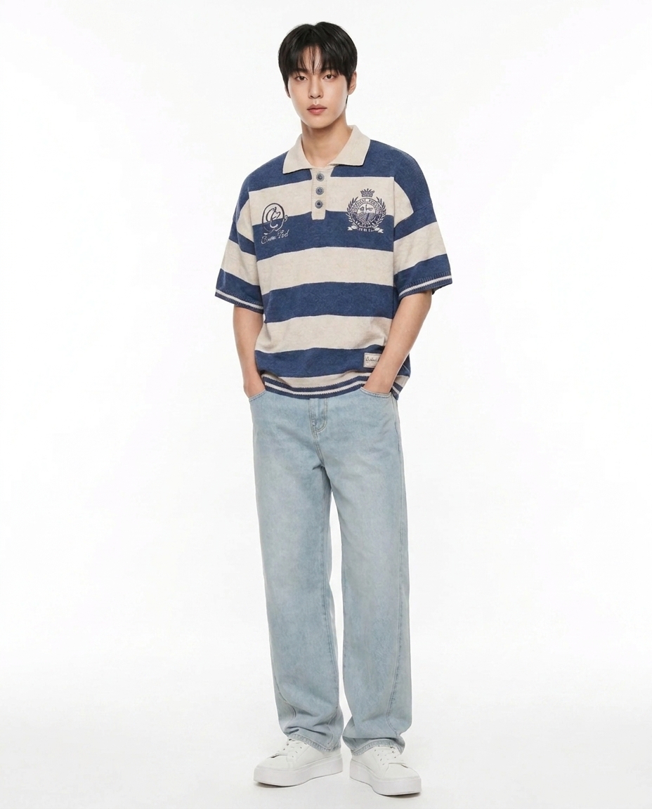 와이드 커브드 아이스워싱 데님 [총장 119cm]