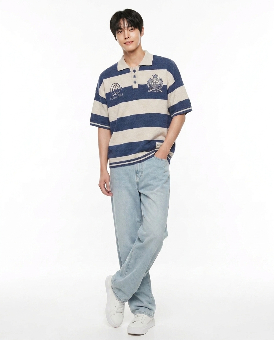 와이드 커브드 아이스워싱 데님 [총장 119cm]