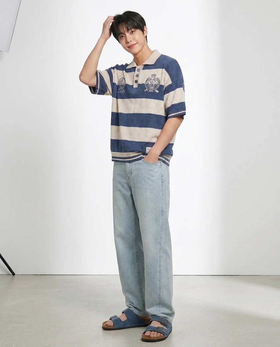 와이드 커브드 아이스워싱 데님 [총장 119cm]
