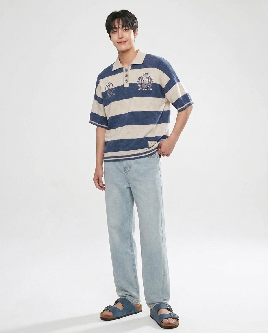와이드 커브드 아이스워싱 데님 [총장 119cm]