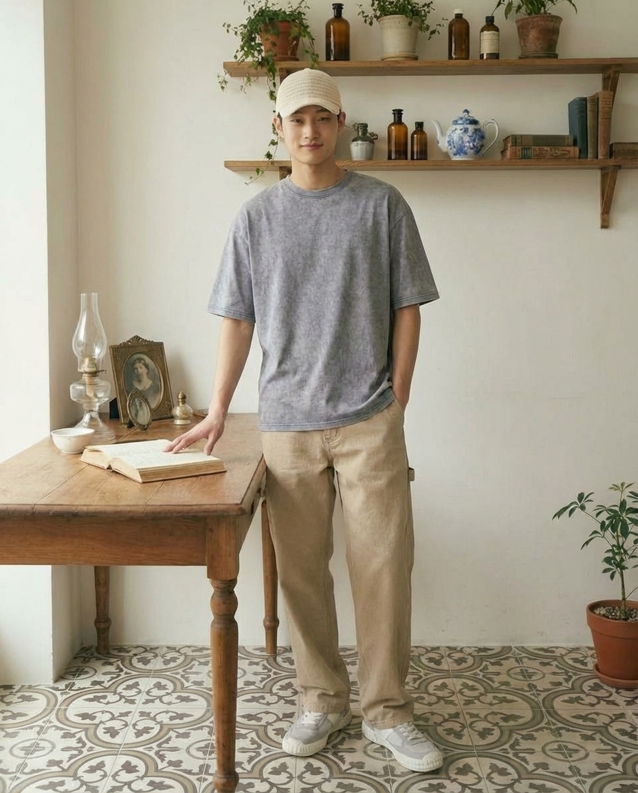 카펜터 텍스쳐 팬츠_연베이지 [총장 117cm]