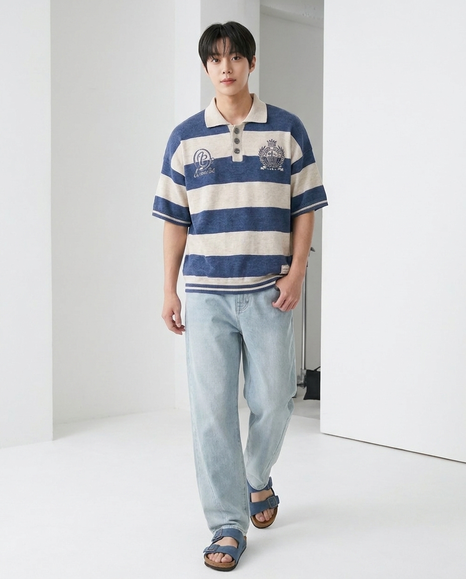 와이드 커브드 아이스워싱 데님 [총장 119cm]