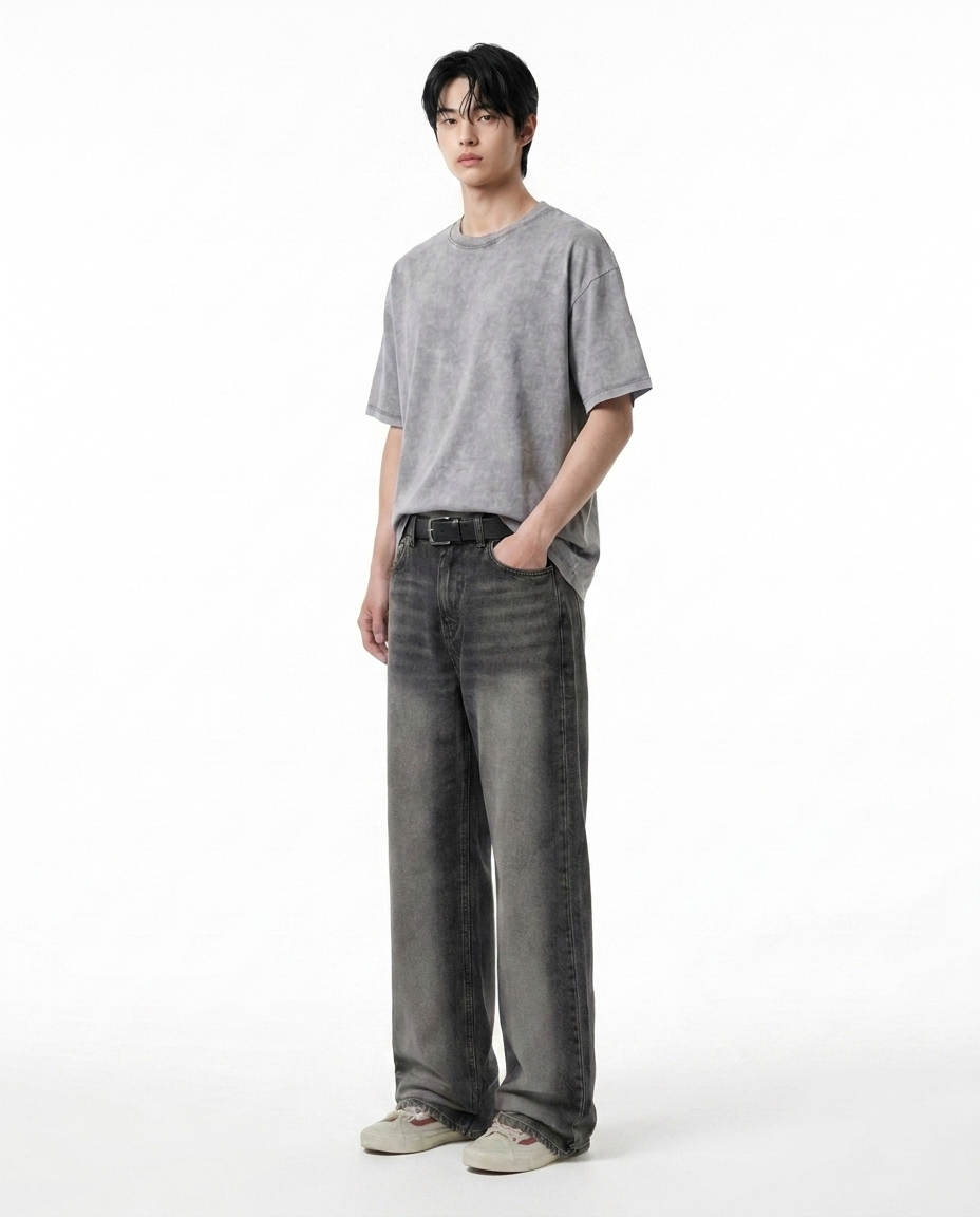 롱브러쉬 블랙 와이드핏 [총기장 120cm]