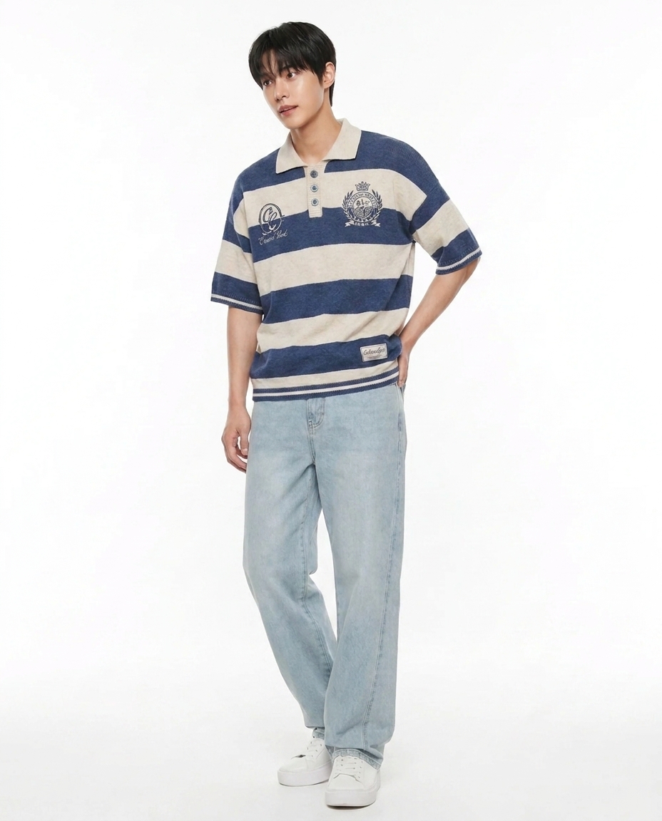 와이드 커브드 아이스워싱 데님 [총장 119cm]