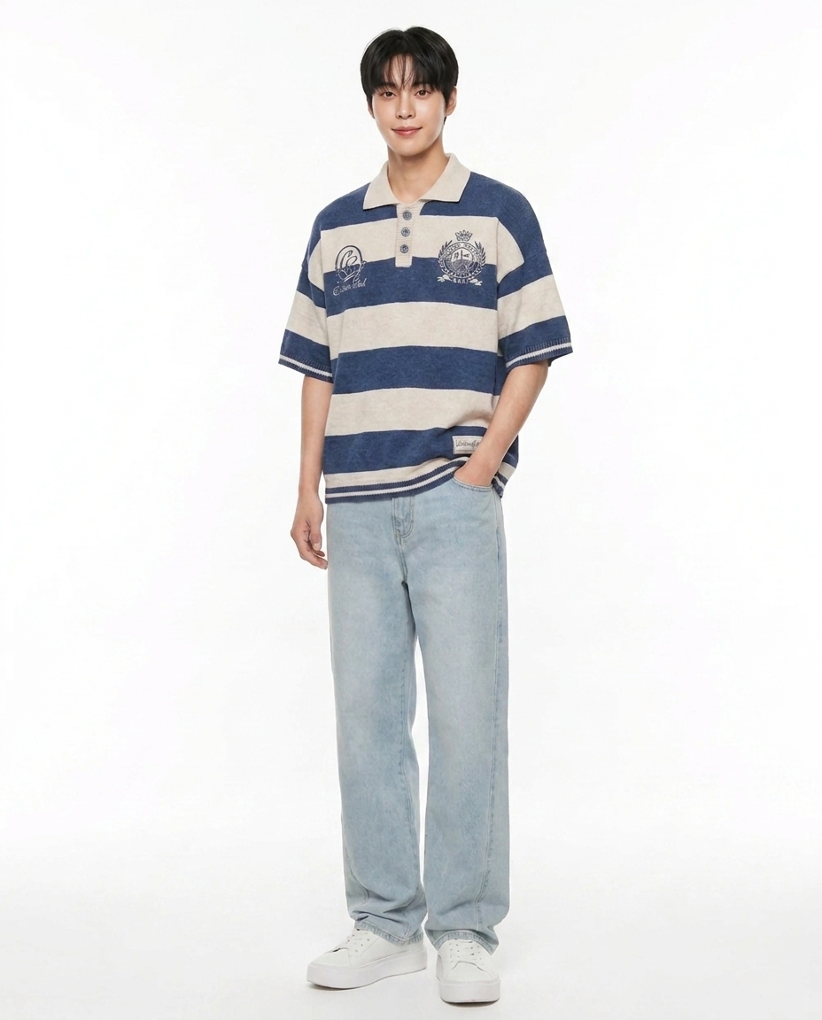 와이드 커브드 아이스워싱 데님 [총장 119cm]