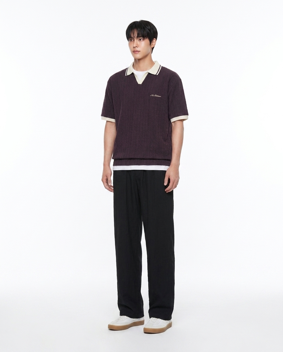 쿨링 세미와이드 팬츠_블랙블랙 [총장 118cm]