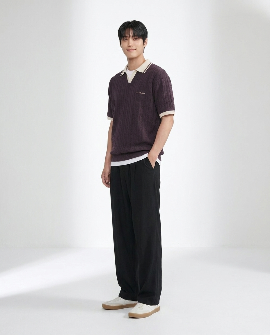 쿨링 세미와이드 팬츠_블랙블랙 [총장 118cm]