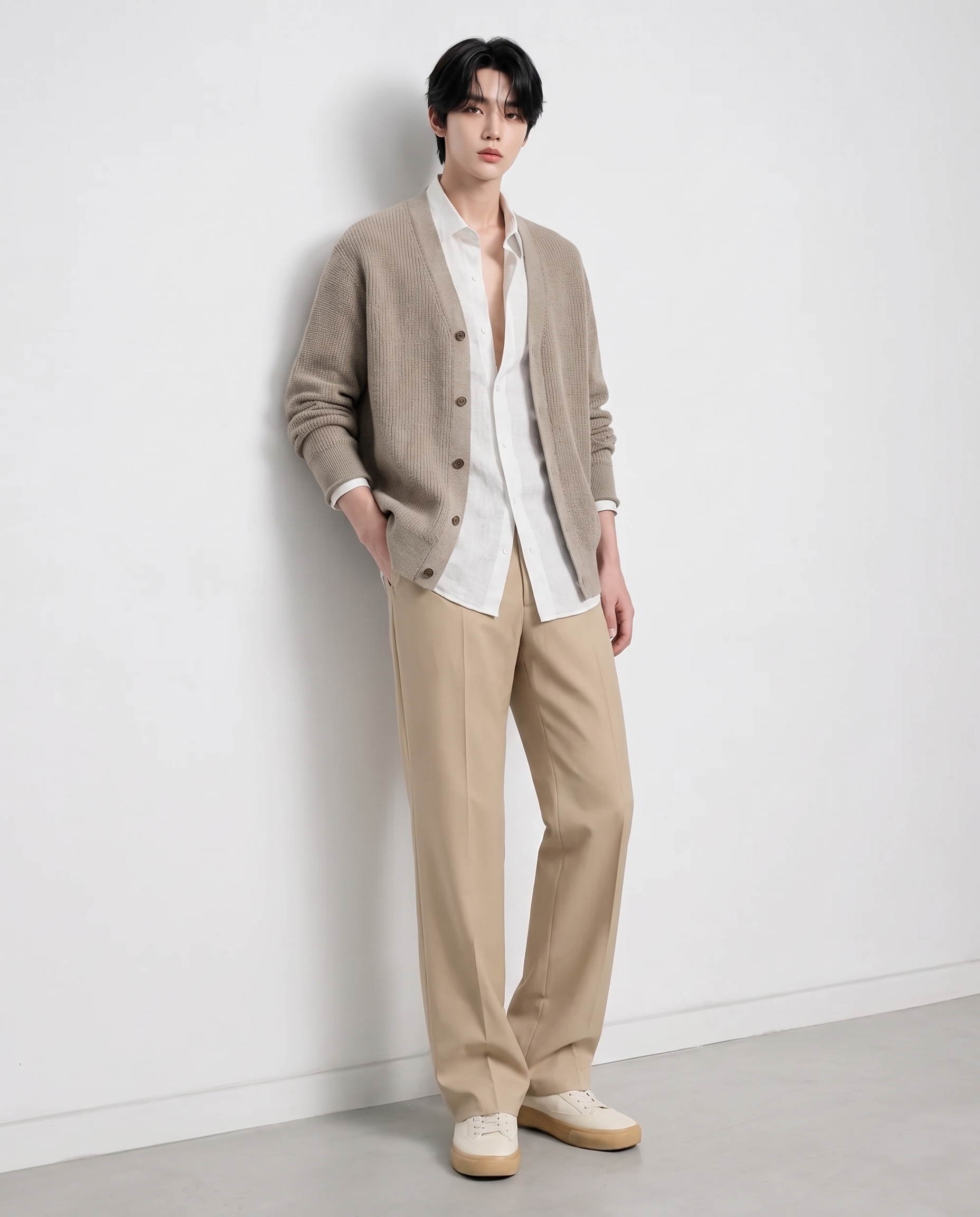 세미 와이드 레귤러핏 벤딩 슬랙스_샌드베이지 [총장 116cm+4cm]