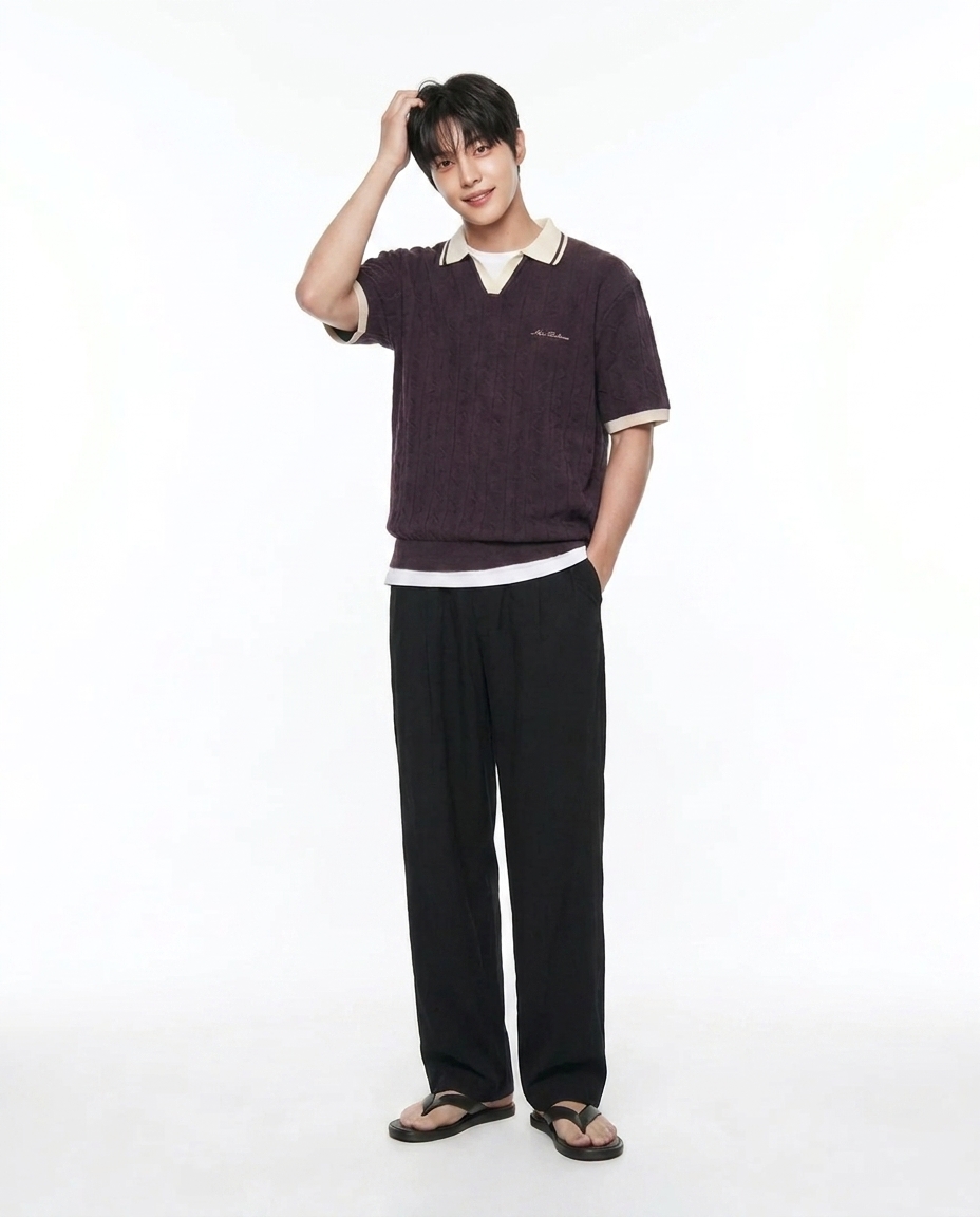 쿨링 세미와이드 팬츠_블랙블랙 [총장 118cm]