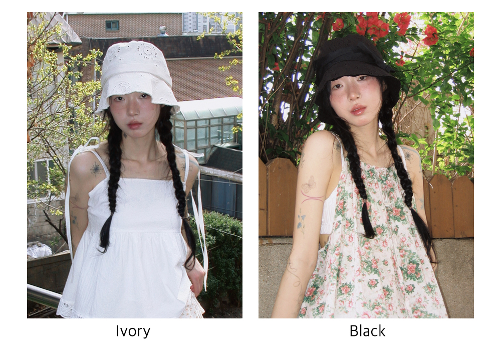 Eyelet Lace Bucket Hat (2color)
