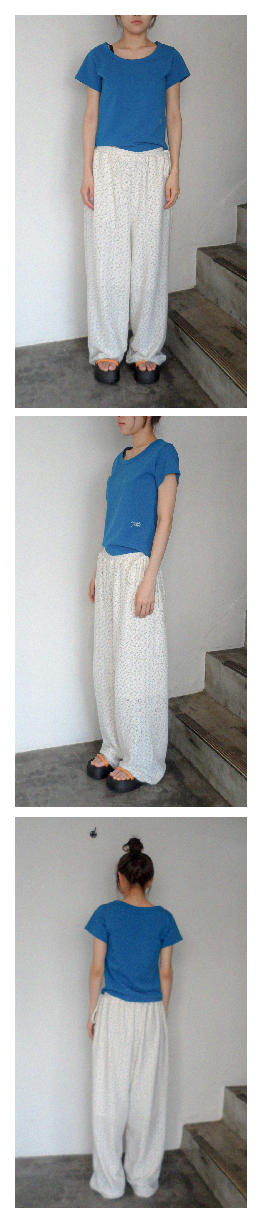 Summer Flower Lace Relax Pants_Blue