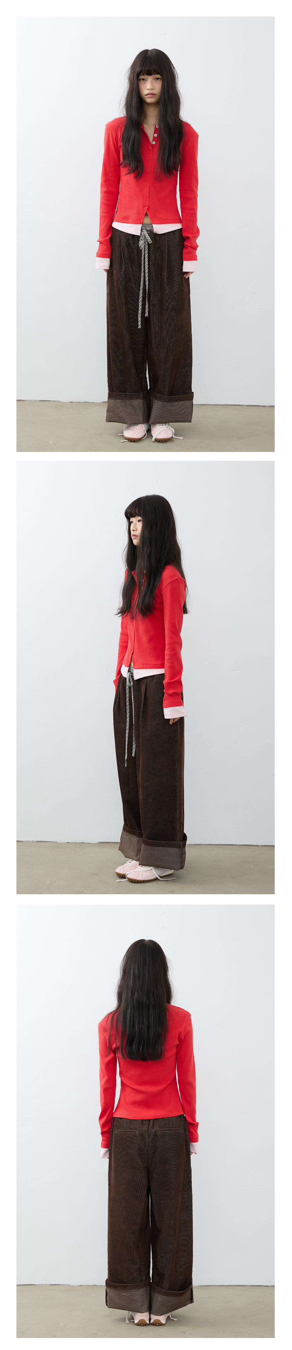 Under Layer Henley-Neck Tee_Red