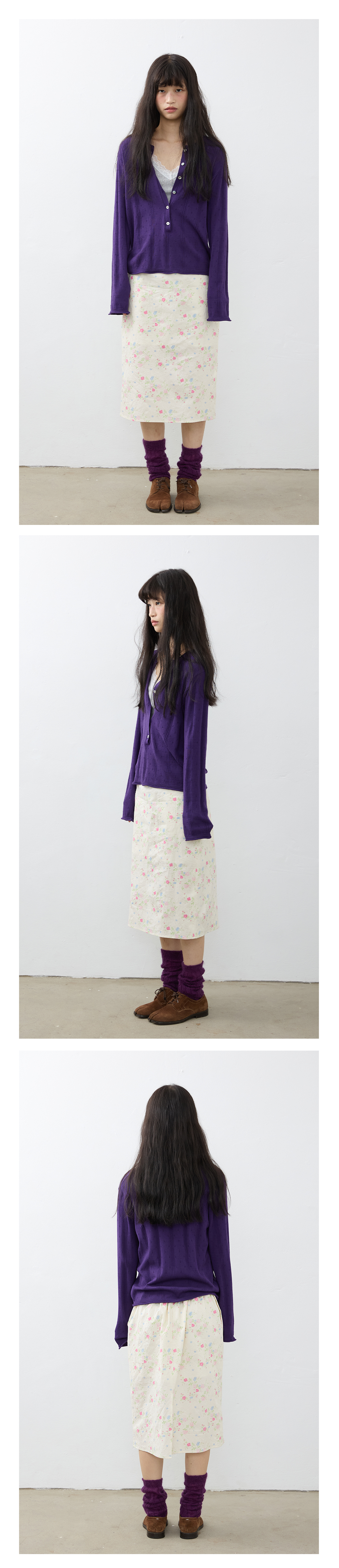 Petit Hole Henley Knit_Purple