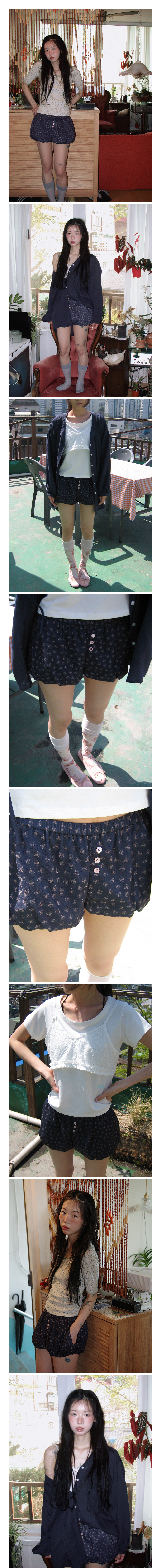 Flower Pumpkin Shorts_Navy