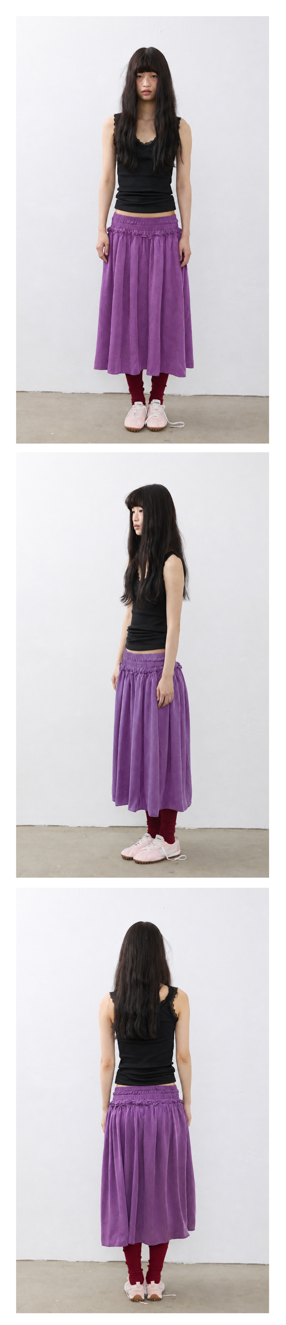 Double Band Cupro Skirt_Purple