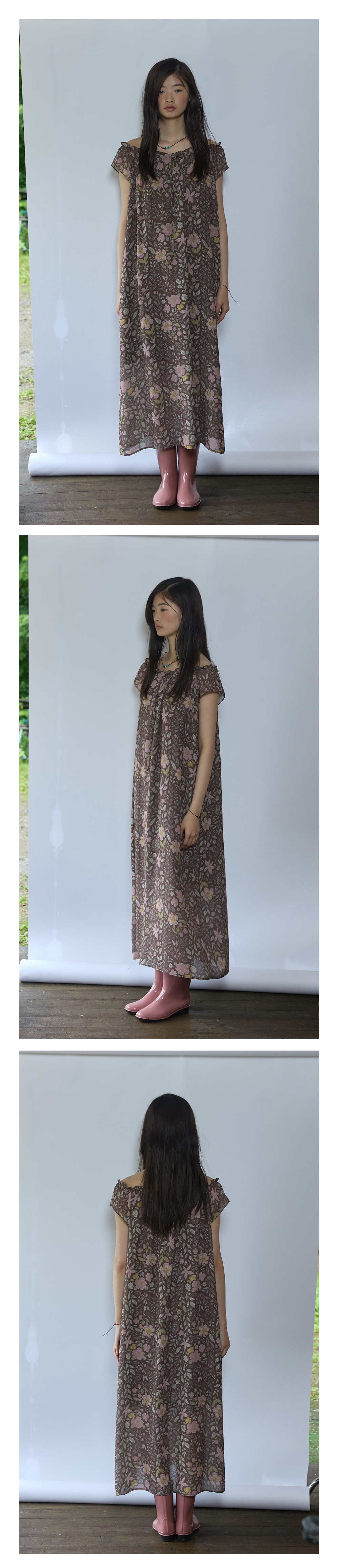 Rust Shirring Dress_Brown