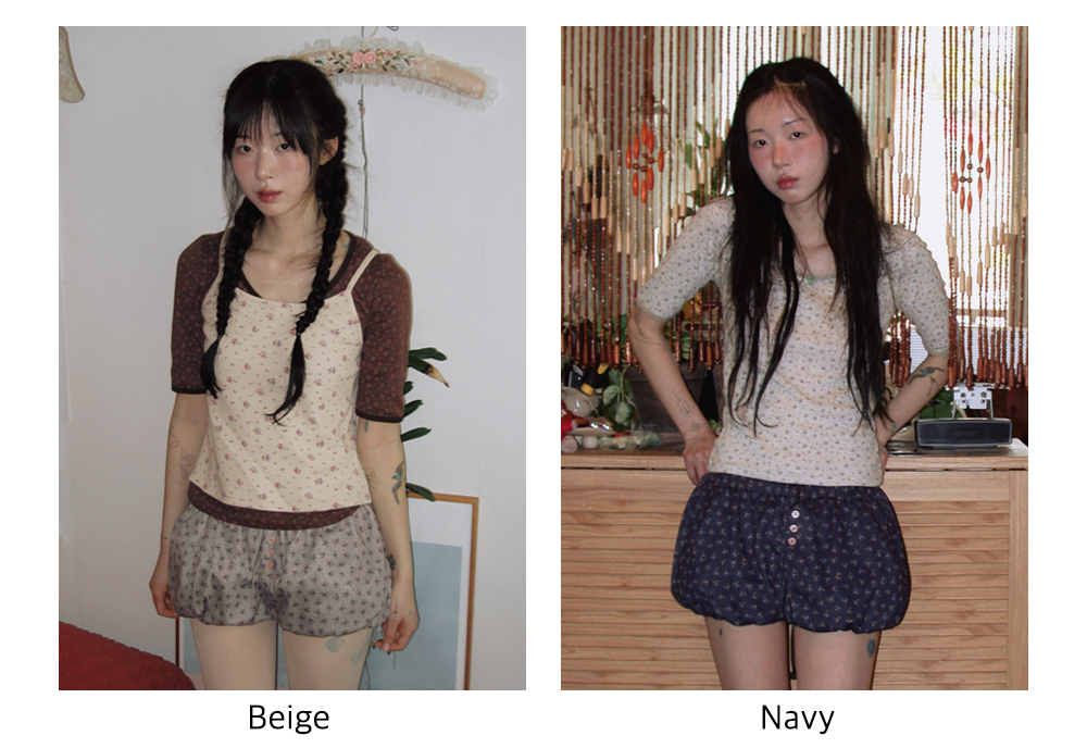 Flower Pumpkin Shorts_Navy