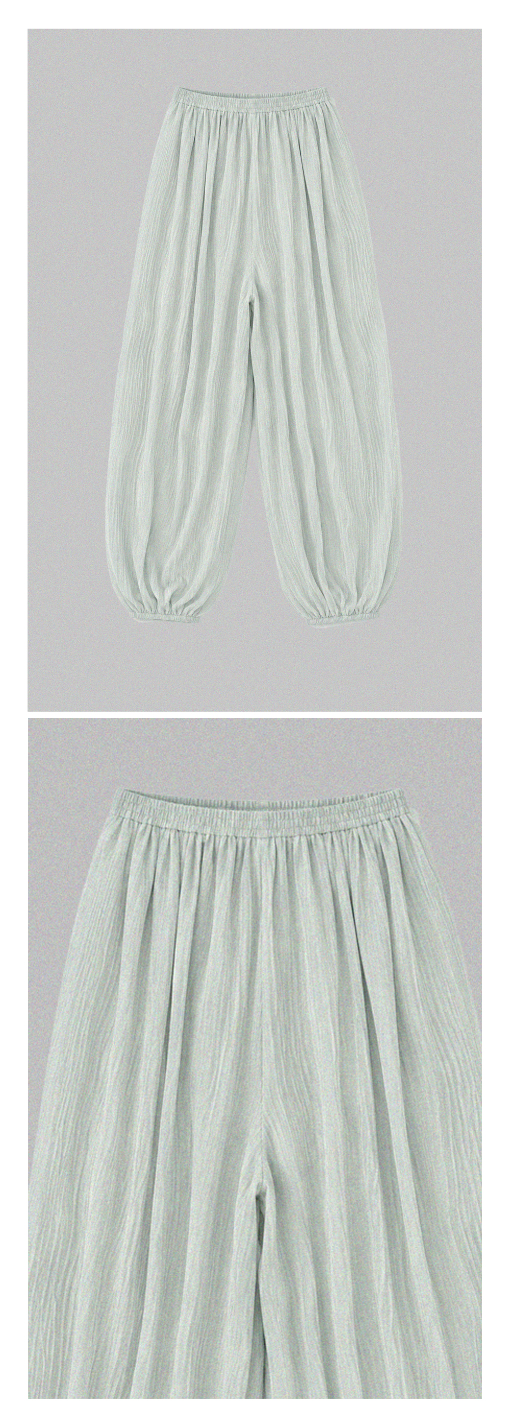 Mist Pleats Harem Pants_Mint Grey