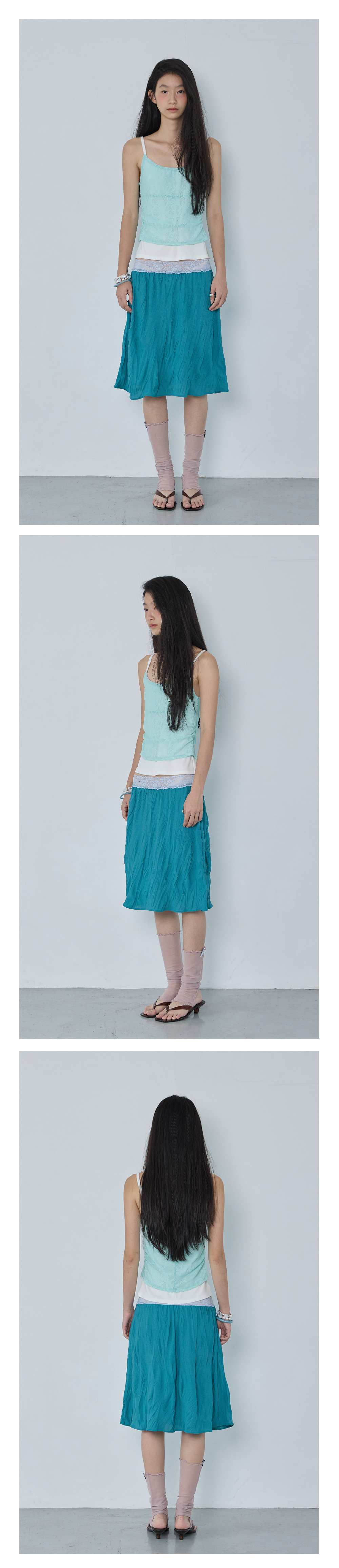 Rose Crochet Layered Top_Mint
