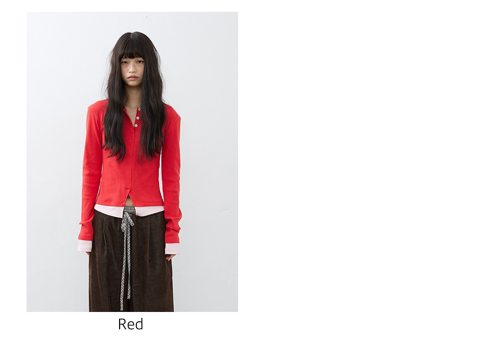 Under Layer Henley-Neck Tee_Red