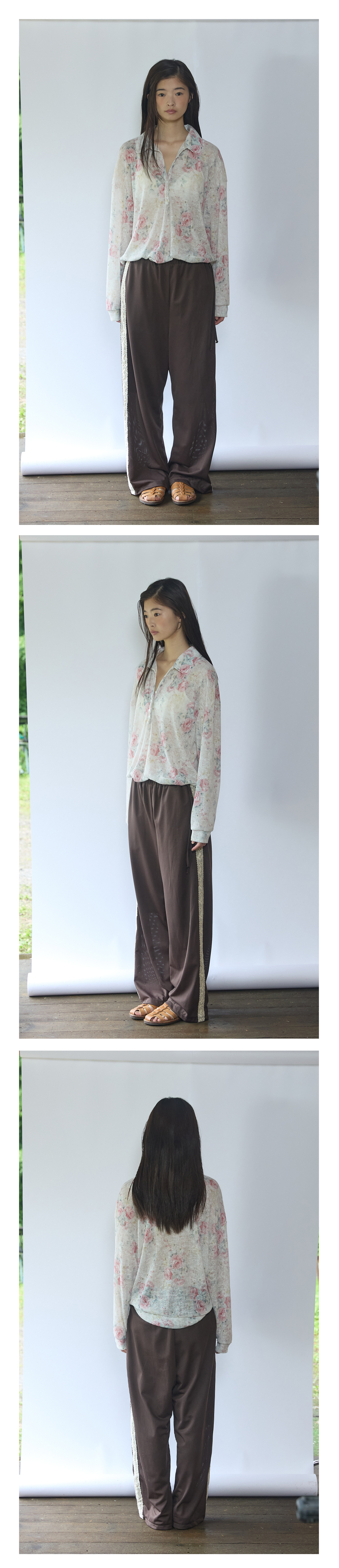 Flower Henley Loose Tee_Ivory