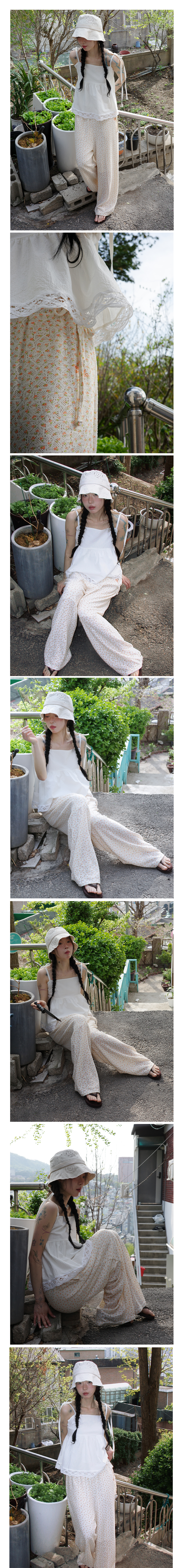 Summer Flower Lace Relax Pants_Orange