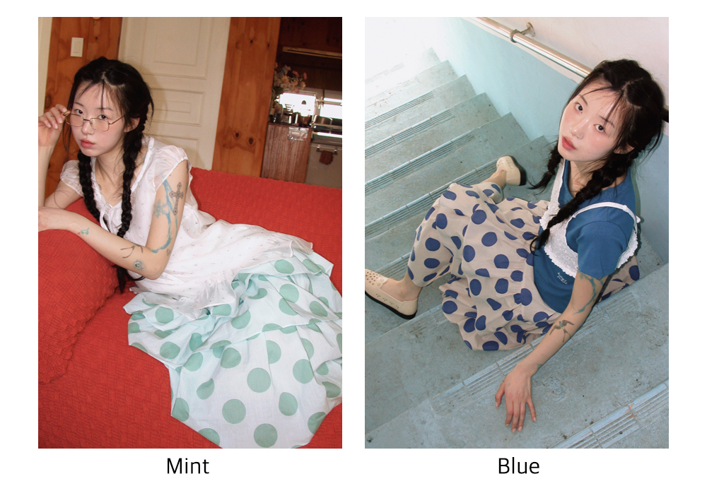 Bold Dot Cancan Skirt_Blue