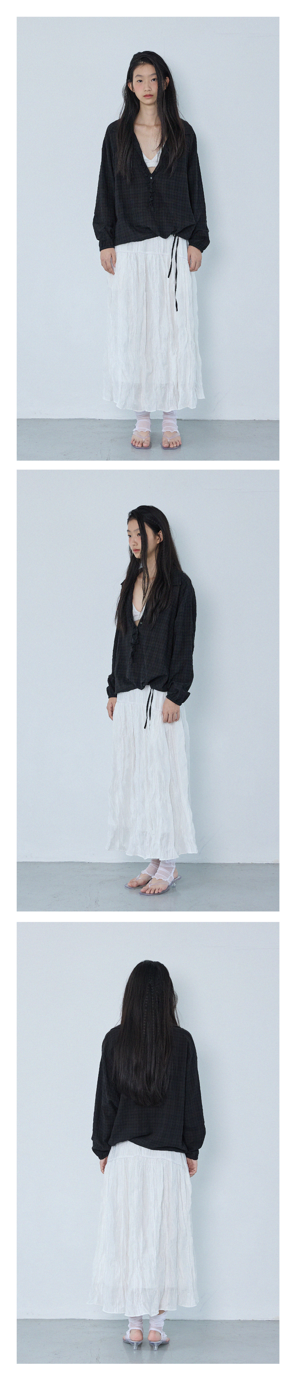 Check Henley Blouse_Black
