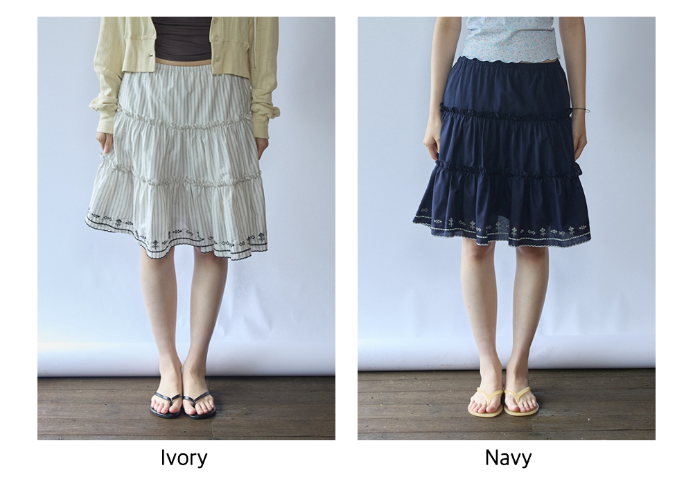 Country Tiered Skirt_Ivory