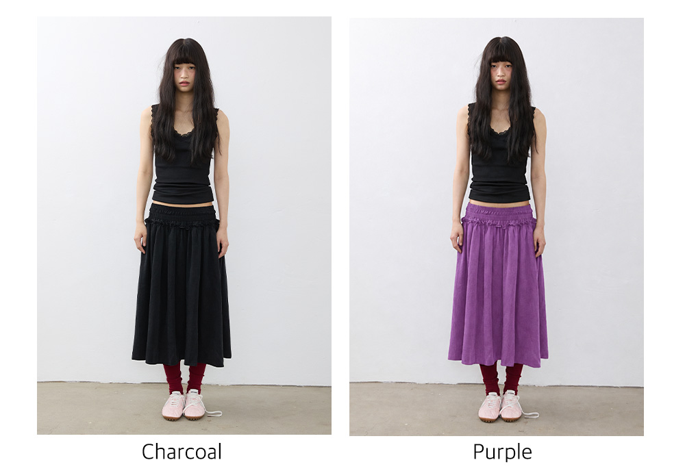 Double Band Cupro Skirt_Purple
