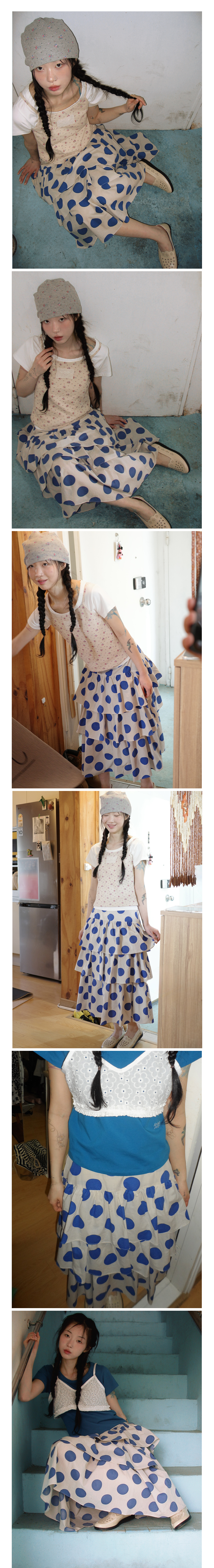 Bold Dot Cancan Skirt_Blue