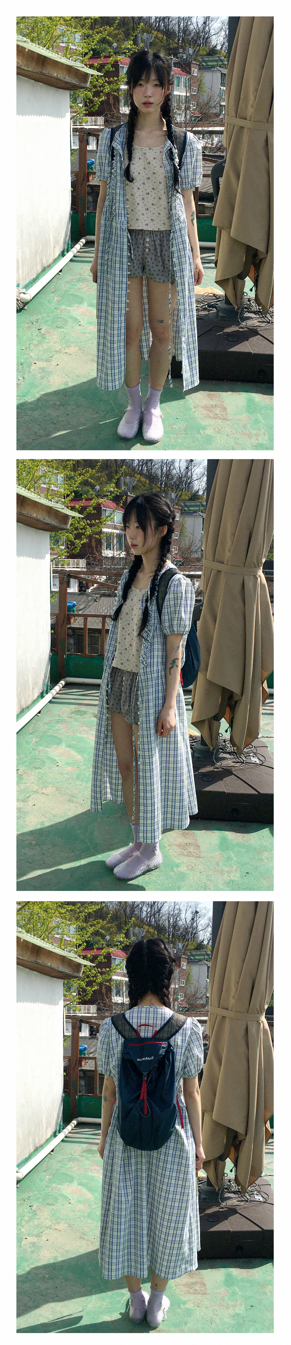 Cold Check Frill Shirts Dress_Yellow Blue