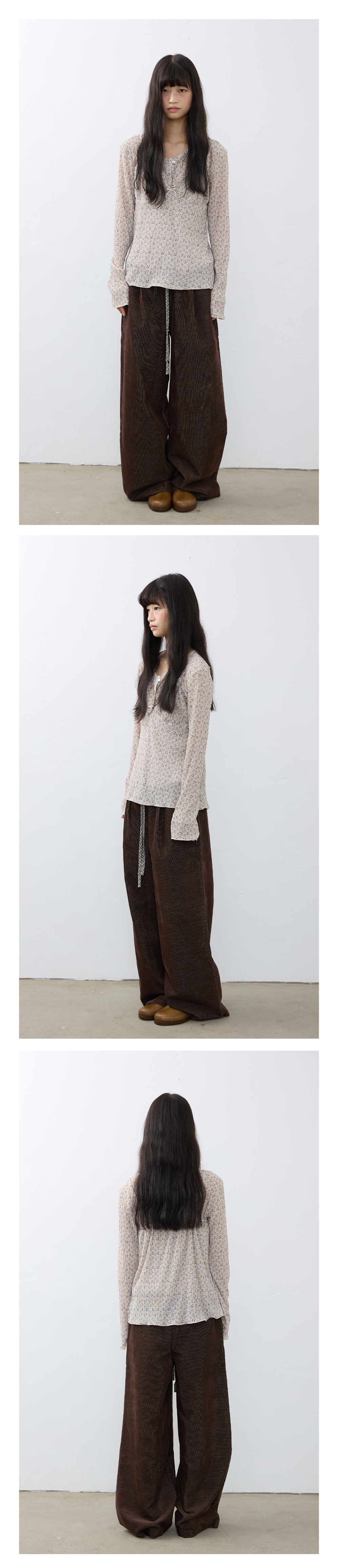 Vintage Garden Cardigan Set_Beige