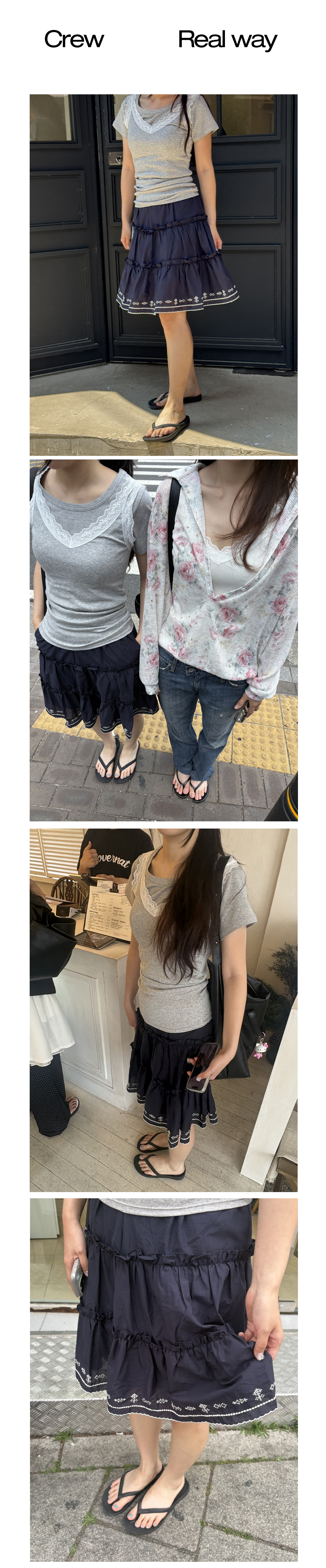 Country Tiered Skirt_Navy