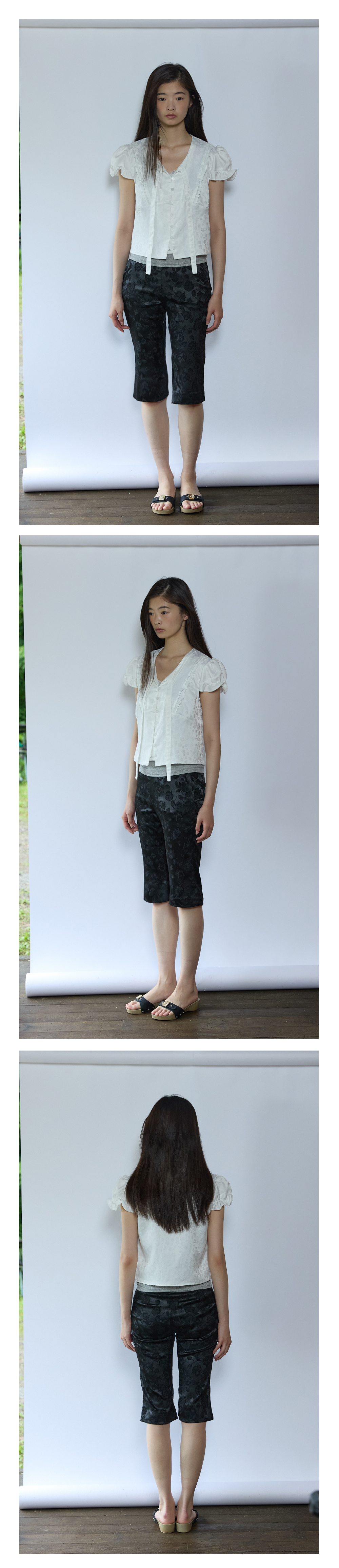 Pearl Garden Tie Blouse_White