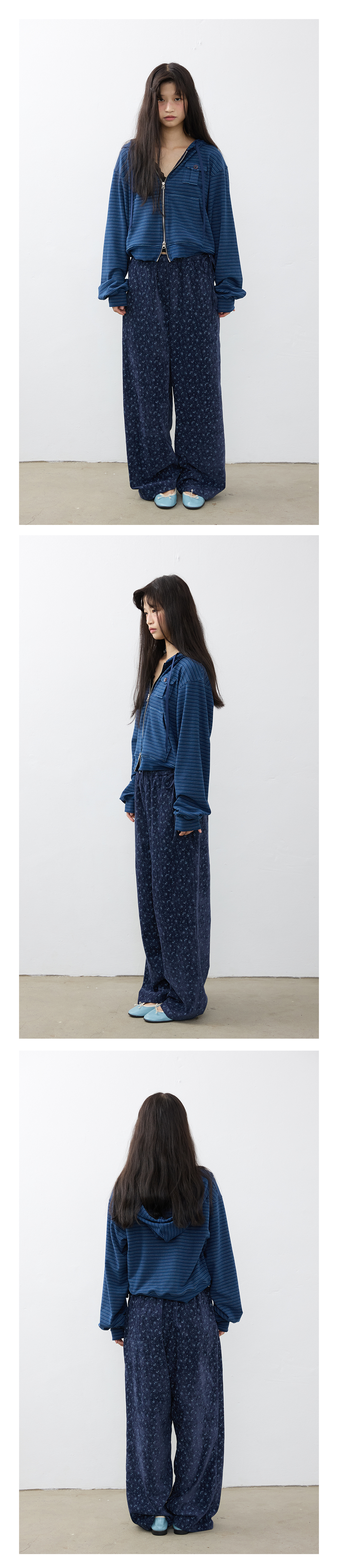 Midnight Floral Velvet Pants_Navy