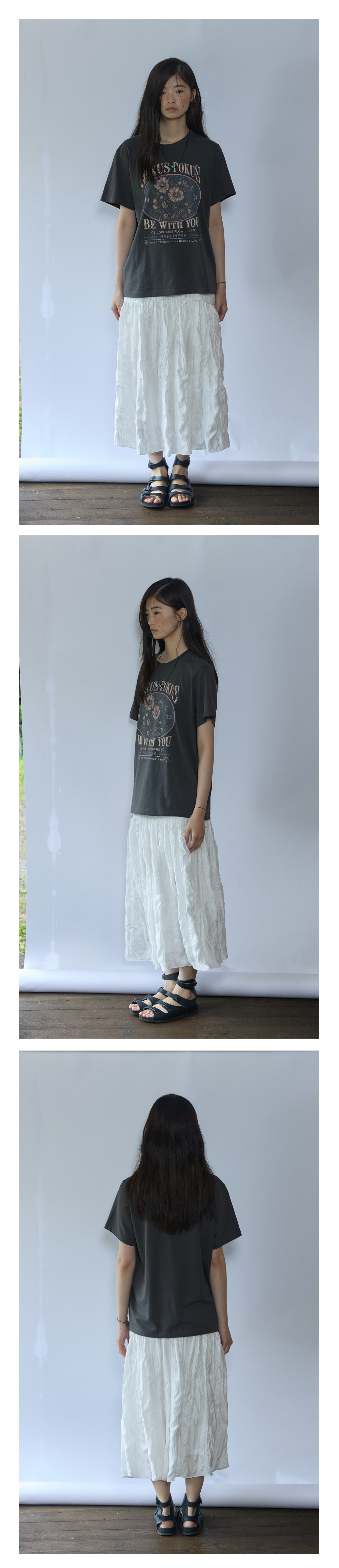 Raw Wrinkle Skirt_White