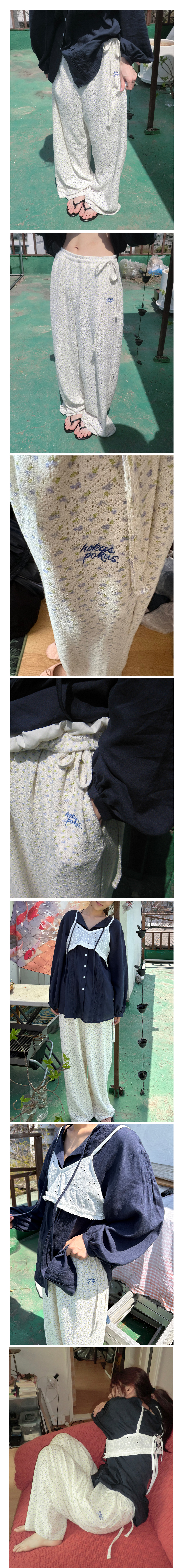 Summer Flower Lace Relax Pants_Blue