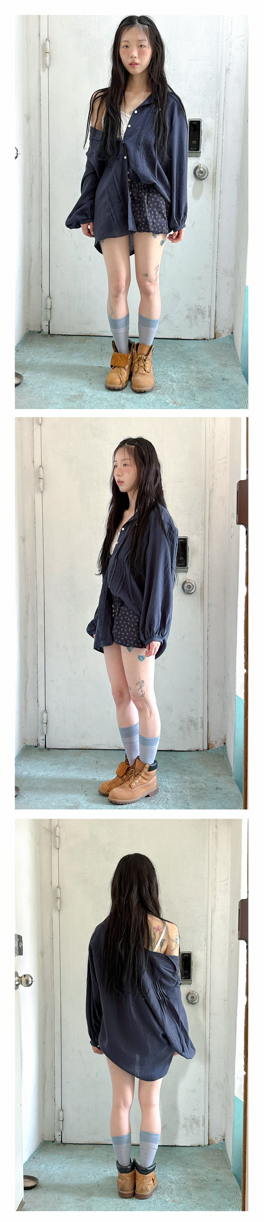 Linen Sunveil Blouse_Navy