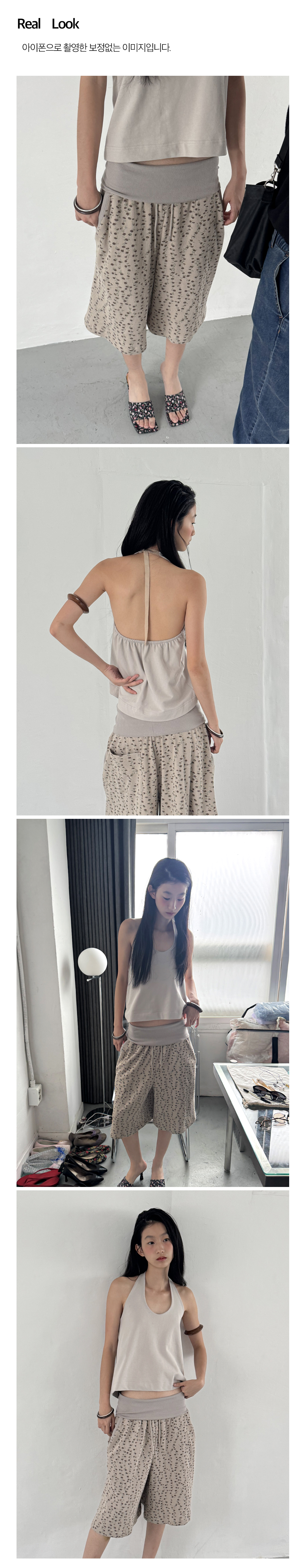Waffle Flower Bermuda Pants_Beige